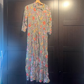 Vestido camisero Zara flores rayas
