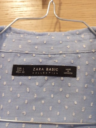 Camisa Zara Basic Azul con Puntos