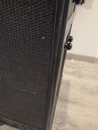 Mueble auxiliar mimbre y madera con ruedas