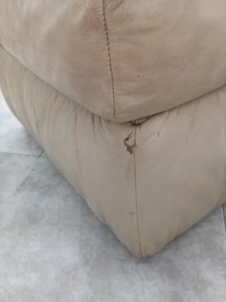 Puff piel beige Grassoler
