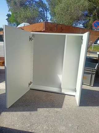 Mueble auxiliar baño espejo blanco