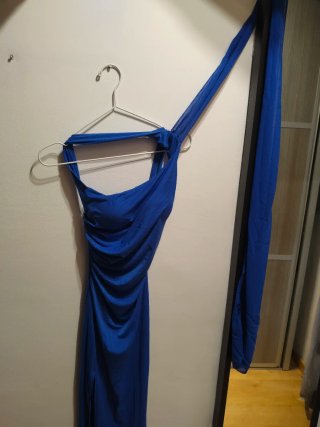 Vestido fiesta largo azul sensual talla 36
