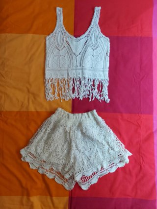 Conjunto playero encaje beige Talla S
