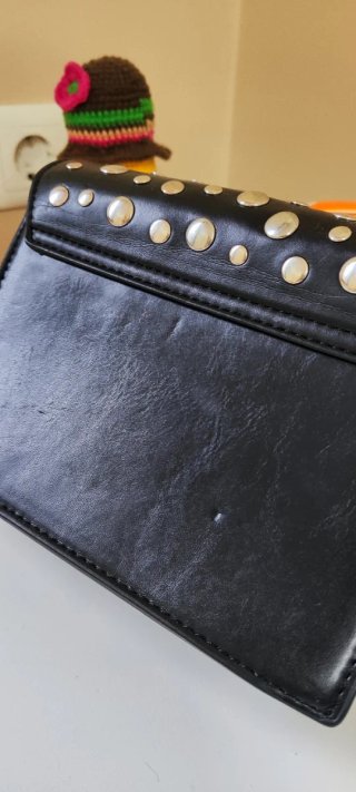 Bolso Zara Negro Tachuelas Cadena Plata