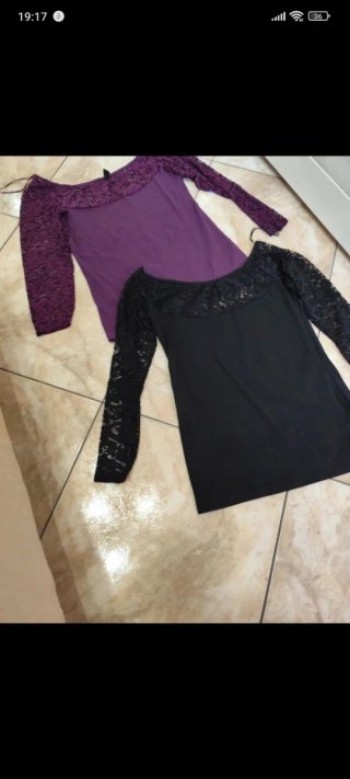 Set 2 maglie pizzo manica lunga
