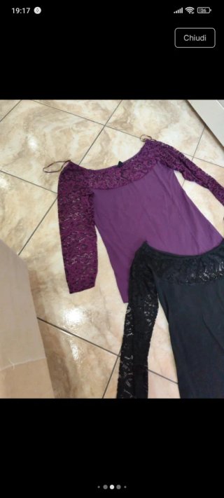 Set 2 maglie pizzo manica lunga