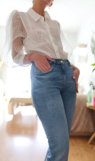 Blusa blanca plumeti Stradivarius Talla S