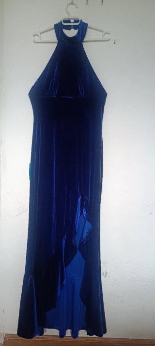 Vestido largo fiesta terciopelo azul