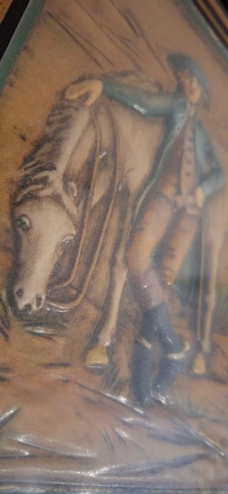 2 Cuadros Cazadores,ceŕamica bajo relieve.