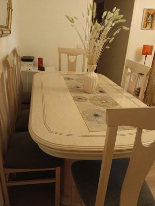 Mesa comedor de madera extensible 100cm +6 sillas