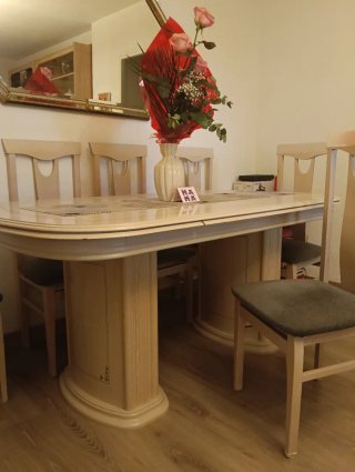 Mesa comedor de madera extensible 100cm +6 sillas