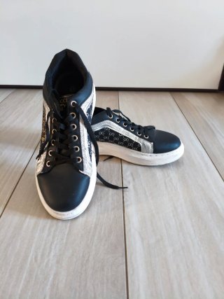 Scarpe sportive donna nere e argento