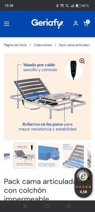 Cama individual articulada con colchón