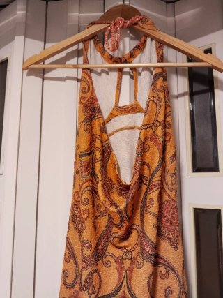 Vestido largo estampado paisley