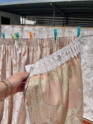 Tela antigua hilo de seda damasco 2 cortinas