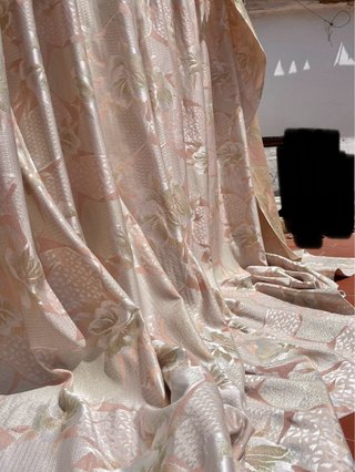 Tela antigua hilo de seda damasco 2 cortinas