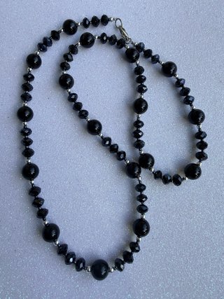 Collana donna perle nere e argento