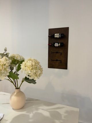 Botellero Madera Pared Negro Metal