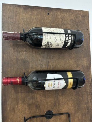 Botellero Madera Pared Negro Metal