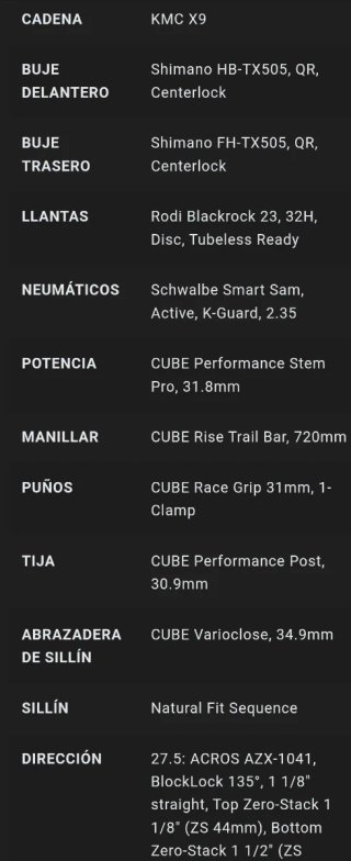 Bicicleta Eléctrica MTB CUBE Reaction Hybrid PFM