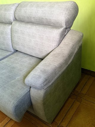Sofá tela gris desenfundable, cojines extensibles