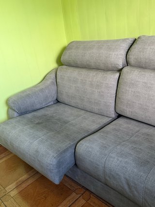 Sofá tela gris desenfundable, cojines extensibles