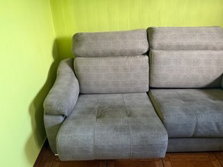 Sofá tela gris desenfundable, cojines extensibles