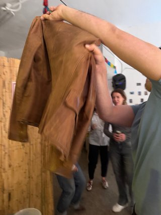 Chaqueta de piel de cabra buena buena