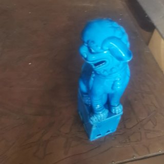 Figura León Foo Porcelana Azul