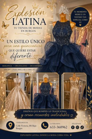 Vestido de 15 años Explosión Latina Azul