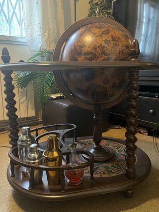 Bar Globo Terráqueo Vintage Madera
