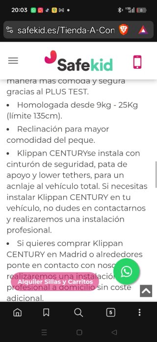 Silla coche Klippan Century