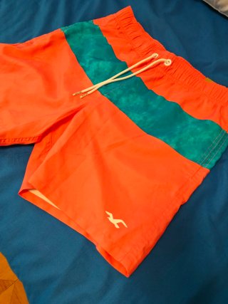 Bañador Hollister Hombre Naranja y Turquesa