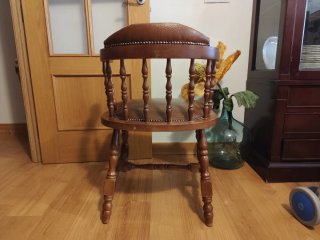Juego de 6 Silla Clásica Madera y Cuero