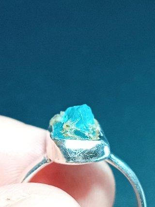 Anillo Plata Ley aguamarina en bruto