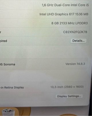 MacBook Air Intel i5 8GB RAM Plata
