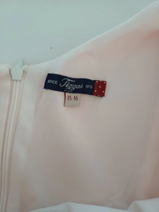 Vestido Raso Niña Rosa y Blanco Roto.Talla 15-16.