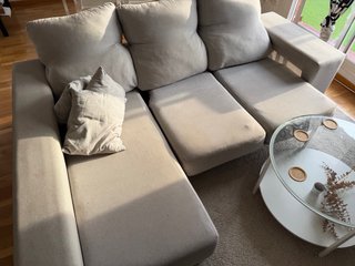 Sofá chaise longue gris/beige