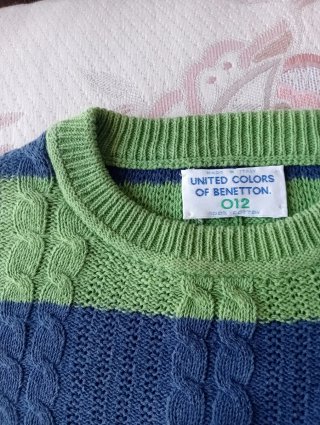 Maglione Benetton trecce blu e verdi