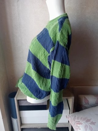 Maglione Benetton trecce blu e verdi