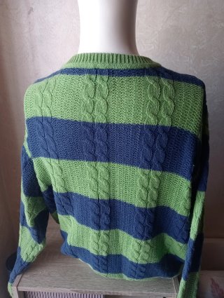 Maglione Benetton trecce blu e verdi
