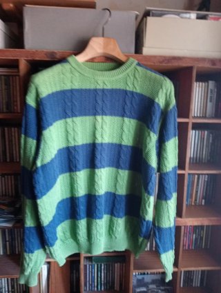 Maglione Benetton trecce blu e verdi