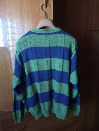 Maglione Benetton trecce blu e verdi