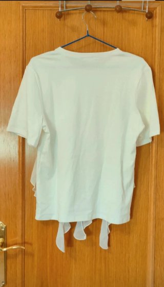 Camiseta Zara Volantes Talla S Blanca Nueva