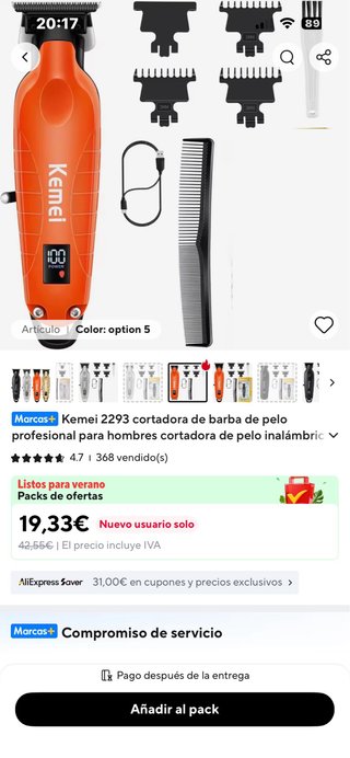Kemei 2293 Cortapelos Barba Profesional