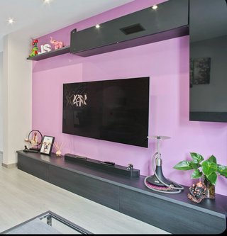 Mueble TV negro antracita y cristal