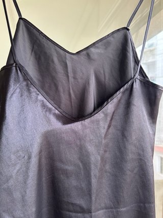 Camisón lencero satén negro Ohysho