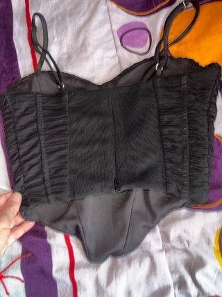 Top Corsé Negro Fruncido