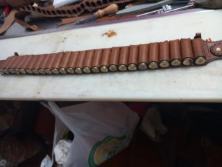 Canana piel cartucho calibre 12 hecha a mano
