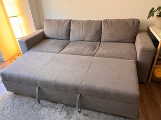 Sofá cama 3 plazas gris tela